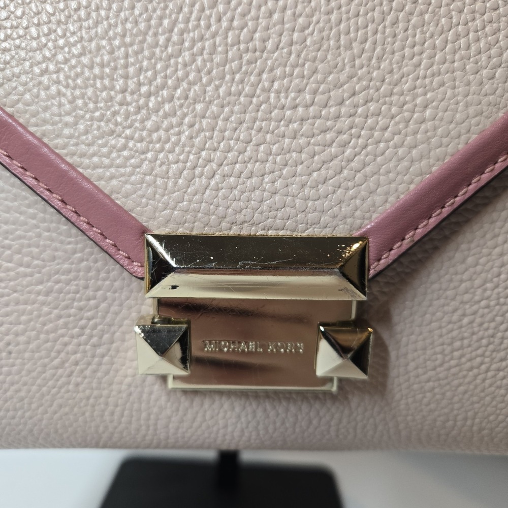 Michael Kors Whitney Pink Signature Logo Charm Convertible Shoulder Purse Chain - Picture 9 of 16